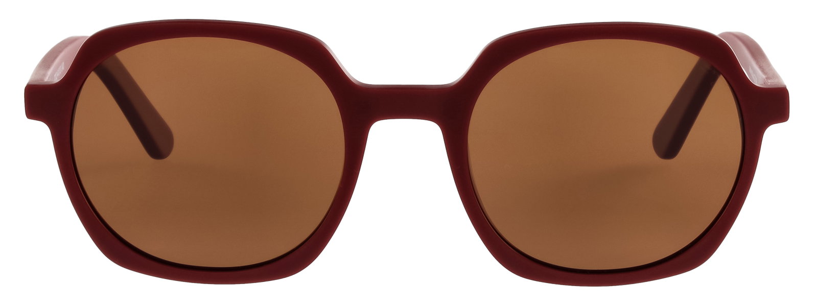 Das Bild zeigt die Kindersonnenbrille 722102 in dunkelrot matt von vorne.